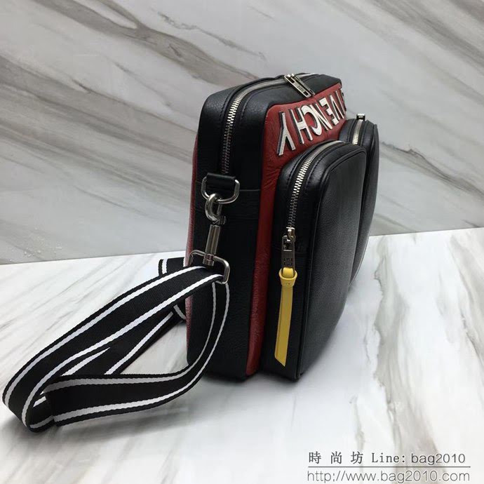 GlVENCHY紀梵希 29917 倒立白字黑色配紅 男款 單肩斜挎包  tsg1001